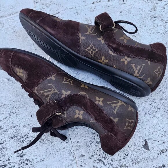 Louis Vuitton Men Shoes Brown LV Logo Lace Up Sneaker Made Italy Size 9UK 10US - Picture 7 of 13